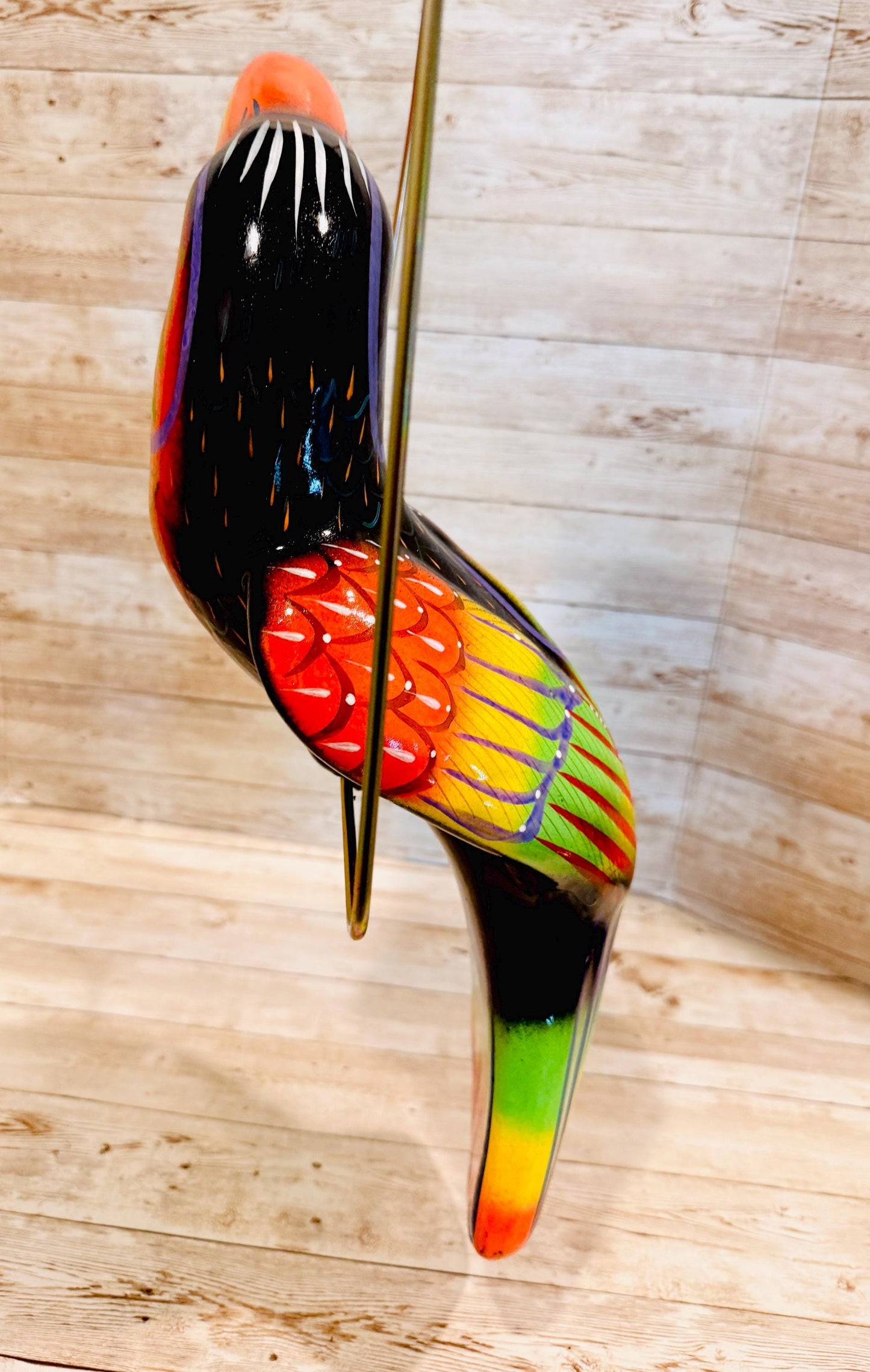 Hanging Exotic Toucan in Ring Mexican Pottery Ceramic Tucan oh  Pajaro Mexicano De Cerámica en Su Aro