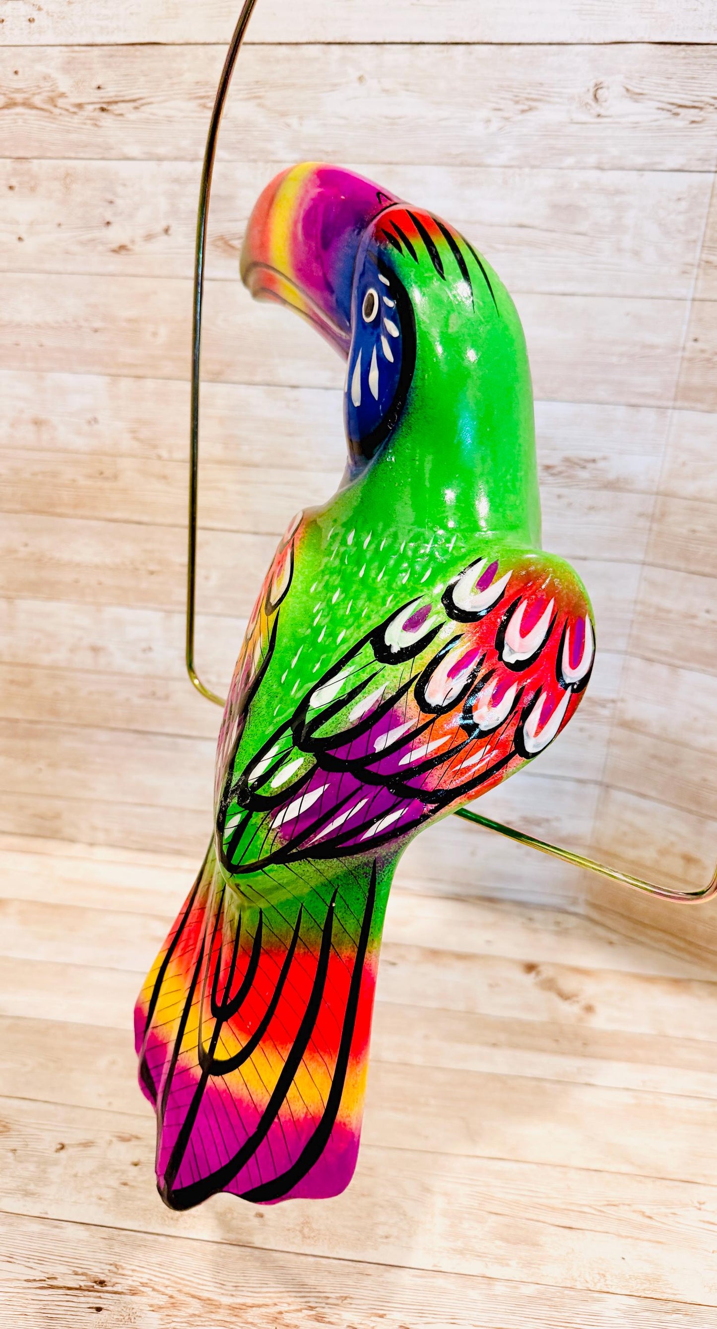 Hanging Exotic Toucan in Ring Mexican Pottery Ceramic Tucan oh  Pajaro Mexicano De Cerámica en Su Aro