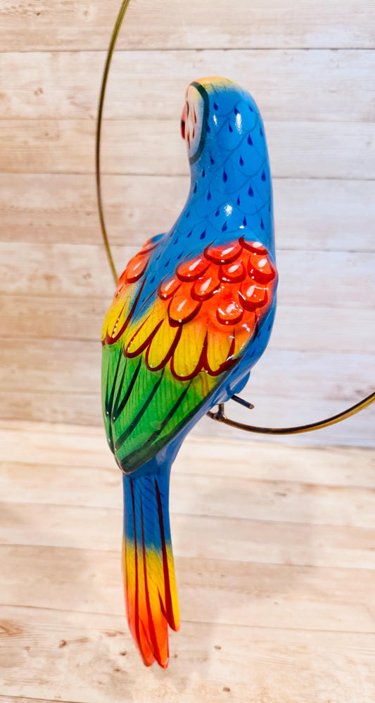 Hanging Exotic Bird in Ring Mexican Pottery Ceramic Pajaro De Cerámica
