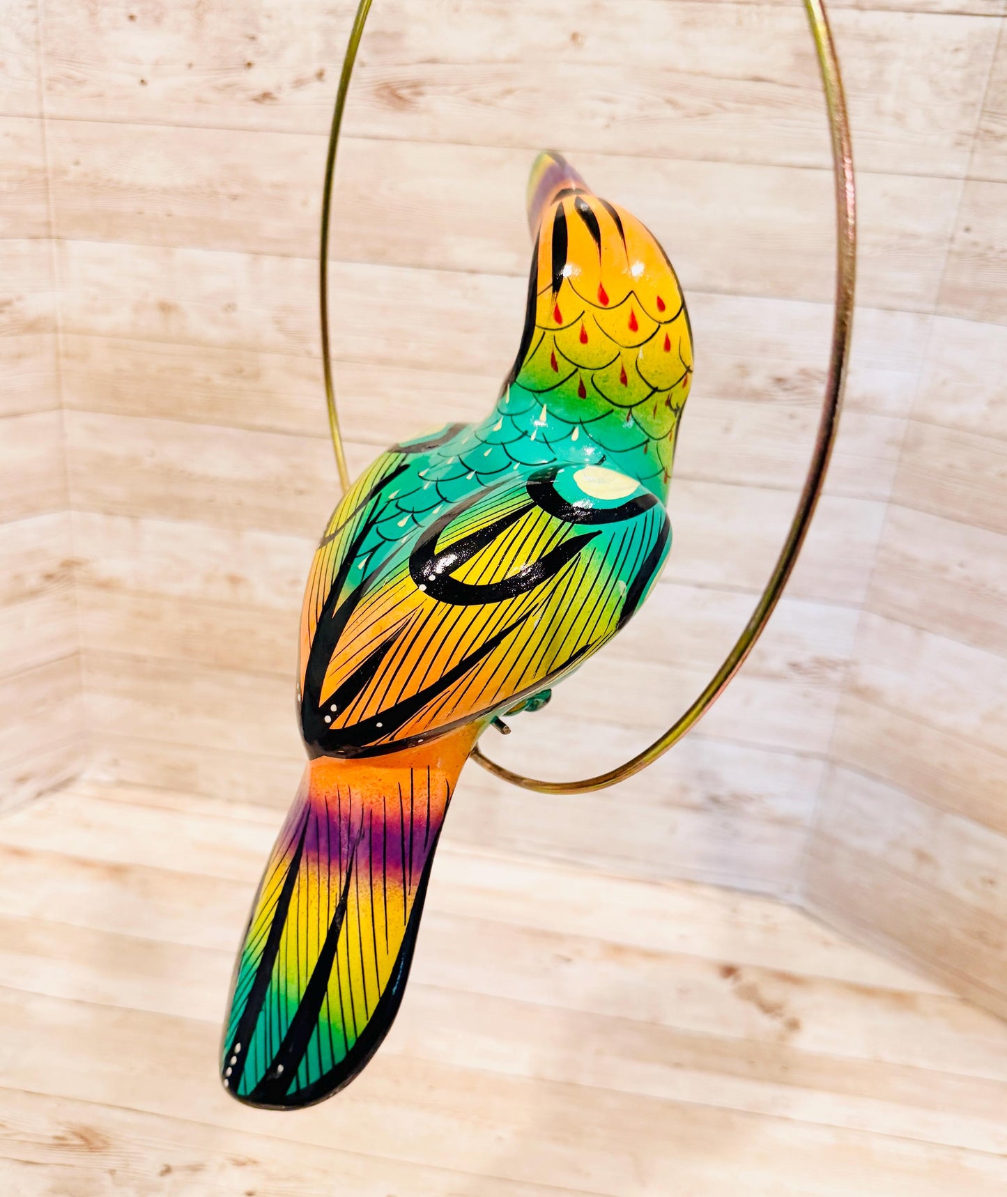 Hanging Exotic Toucan in Ring Mexican Pottery Ceramic Tucan oh  Pajaro Mexicano De Cerámica en Su Aro