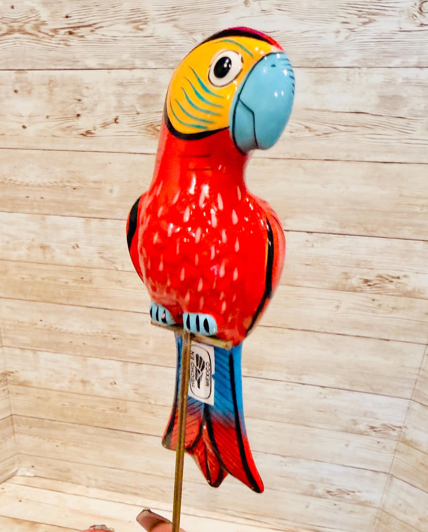 Hanging Exotic Bird in Ring Mexican Pottery Ceramic Pajaro De Cerámica