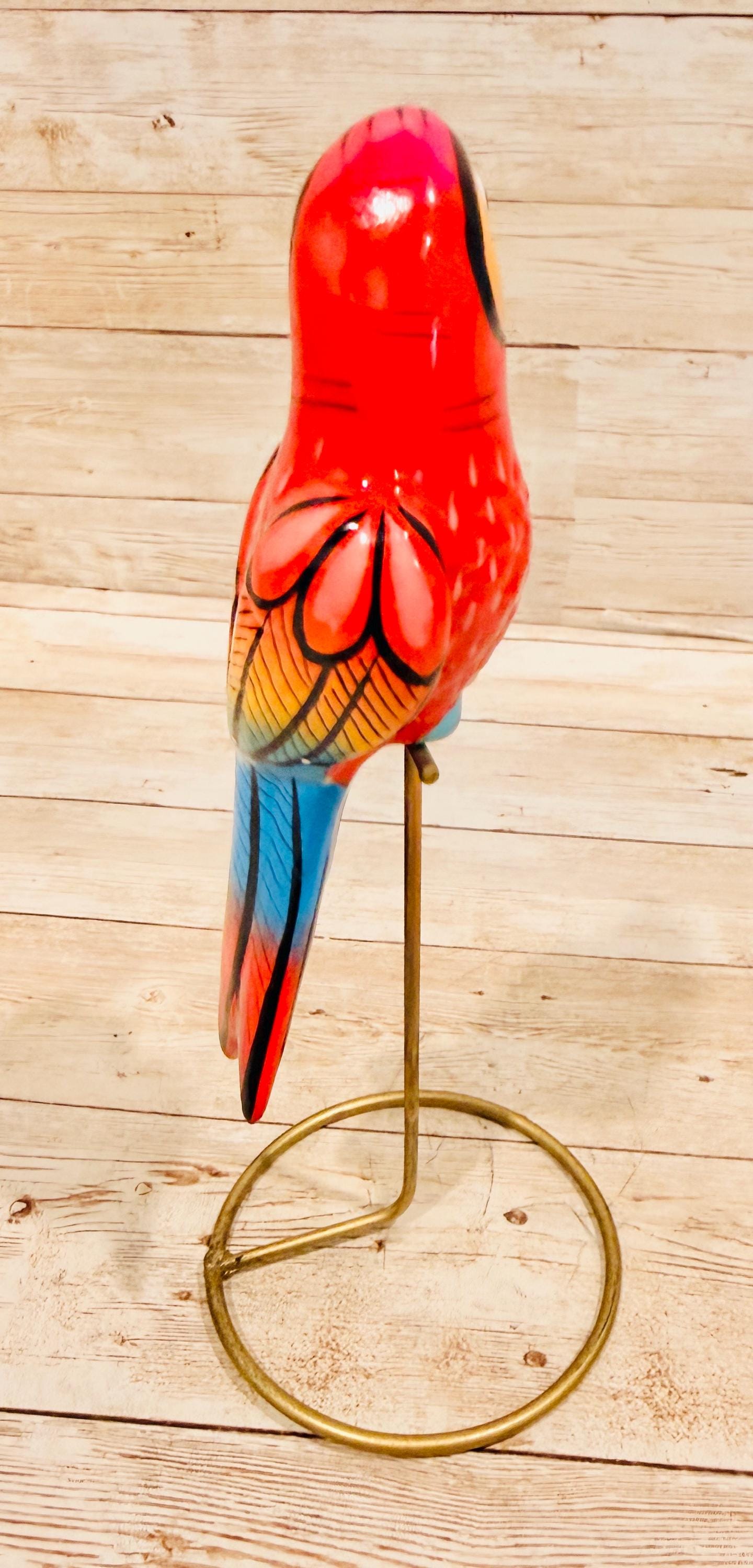 Hanging Exotic Bird in Ring Mexican Pottery Ceramic Pajaro De Cerámica