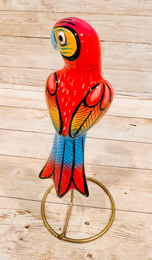 Hanging Exotic Bird in Ring Mexican Pottery Ceramic Pajaro De Cerámica