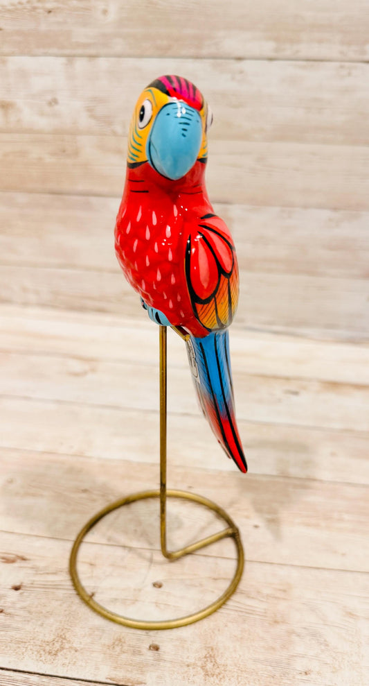 Hanging Exotic Bird in Ring Mexican Pottery Ceramic Pajaro De Cerámica