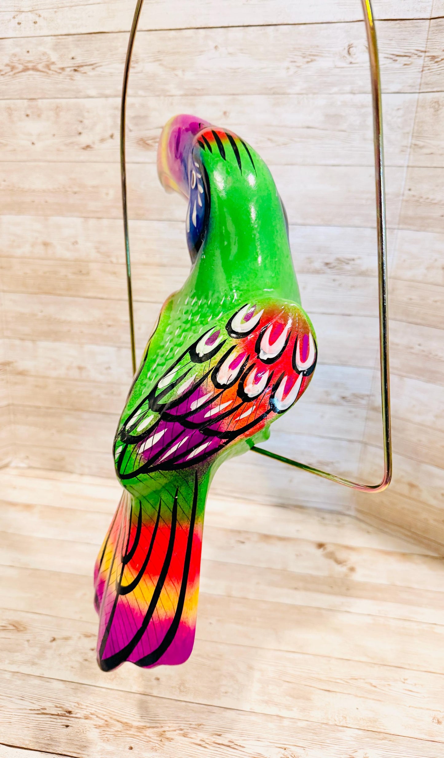 Hanging Exotic Toucan in Ring Mexican Pottery Ceramic Tucan oh  Pajaro Mexicano De Cerámica en Su Aro