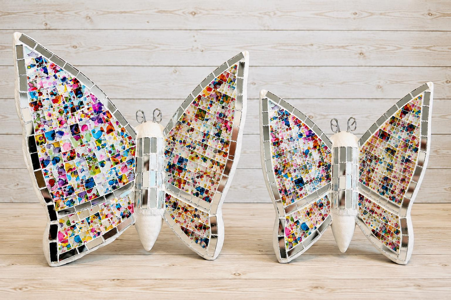 2 Handmade Mosaic Butterfly Wallart Decoration 2 Mariposas de Mosaico Mexicana Decoración para Hogar y Jardin