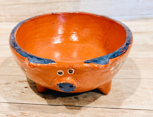 Terra Cotta Mexican Pottery Salsa Pig Bowl Salsera de Barro Mexicana de Marranito