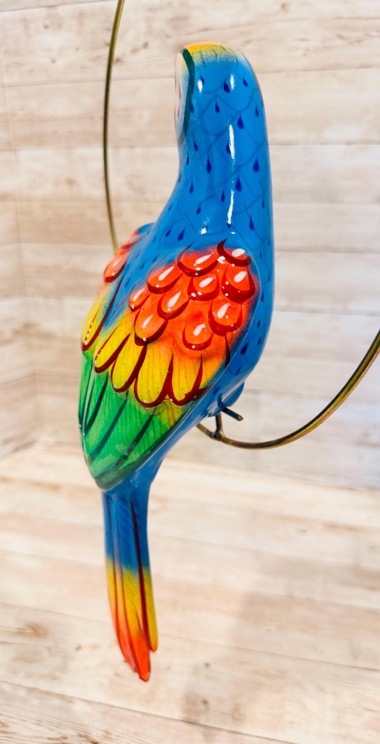 Hanging Exotic Bird in Ring Mexican Pottery Ceramic Pajaro De Cerámica