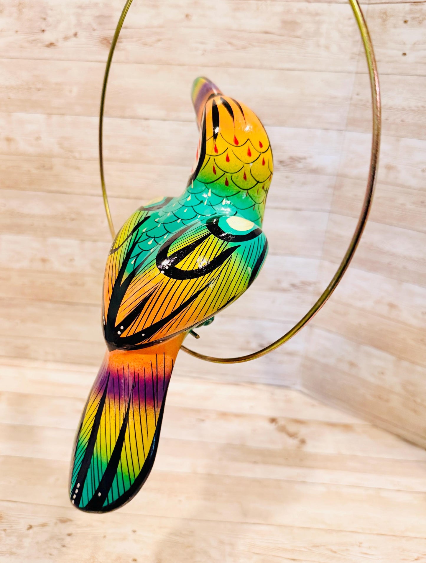 Hanging Exotic Toucan in Ring Mexican Pottery Ceramic Tucan oh  Pajaro Mexicano De Cerámica en Su Aro