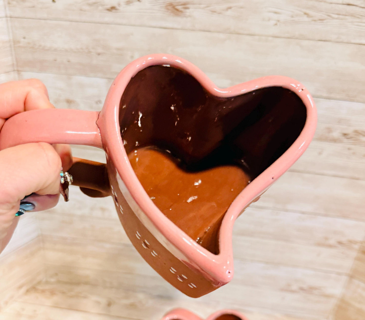 Mexican Terracota Heart Shaped Cups Tazas Mexicanas de Barro en Forma de Corazon