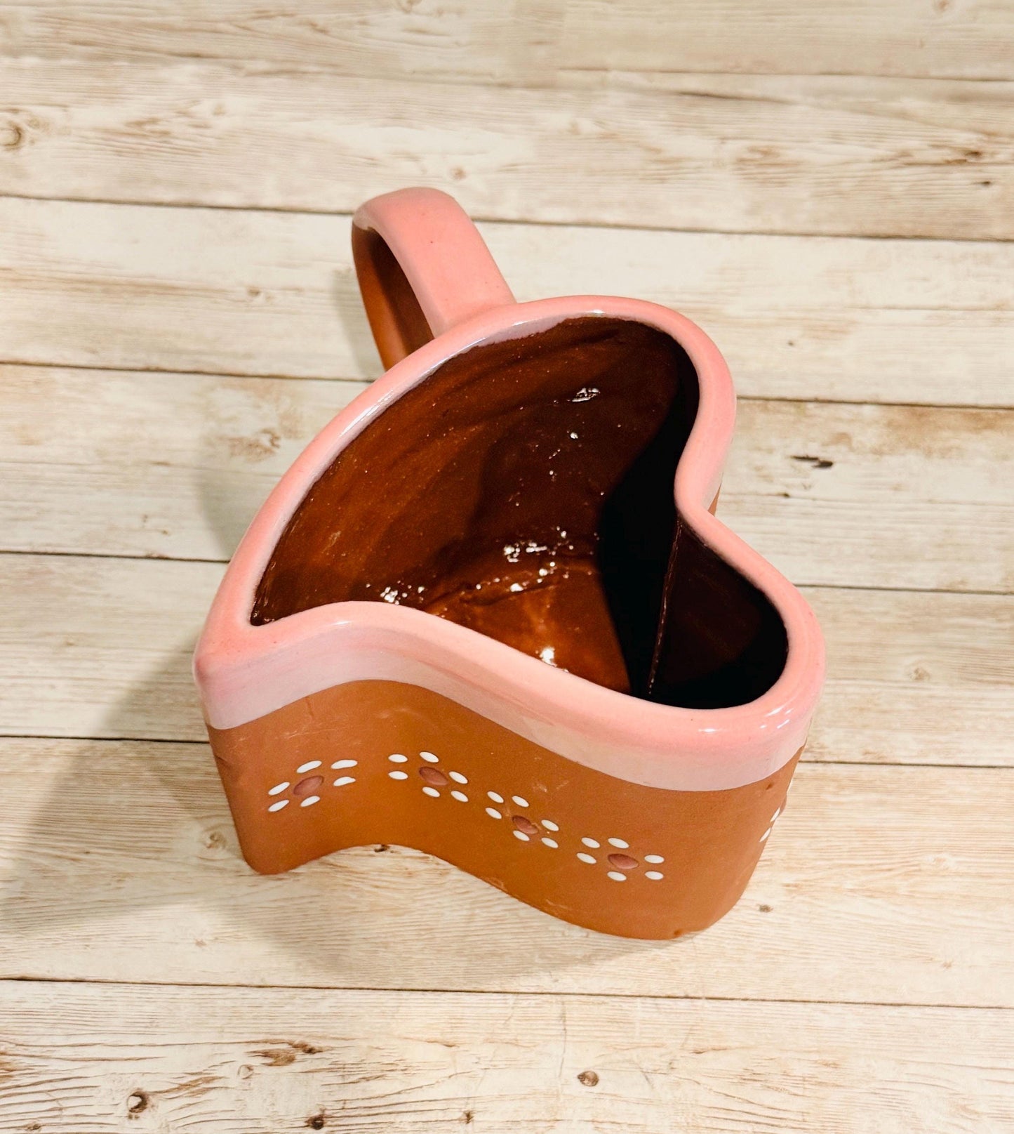 Mexican Terracota Heart Shaped Cups Tazas Mexicanas de Barro en Forma de Corazon