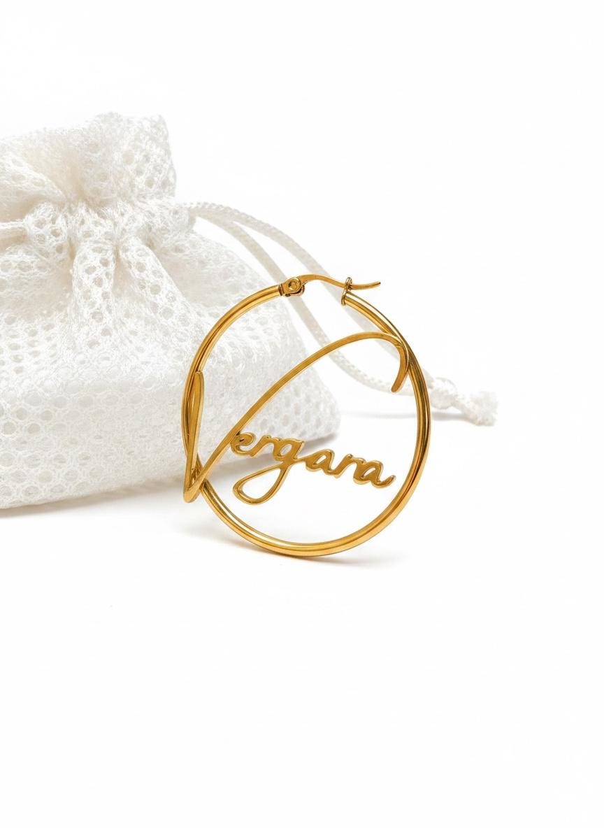 Personalized Name Hoop Earrings Custom Gold Wire Name Earrings  Stainless Steel Gold Plated  Minimalist Gift for Her