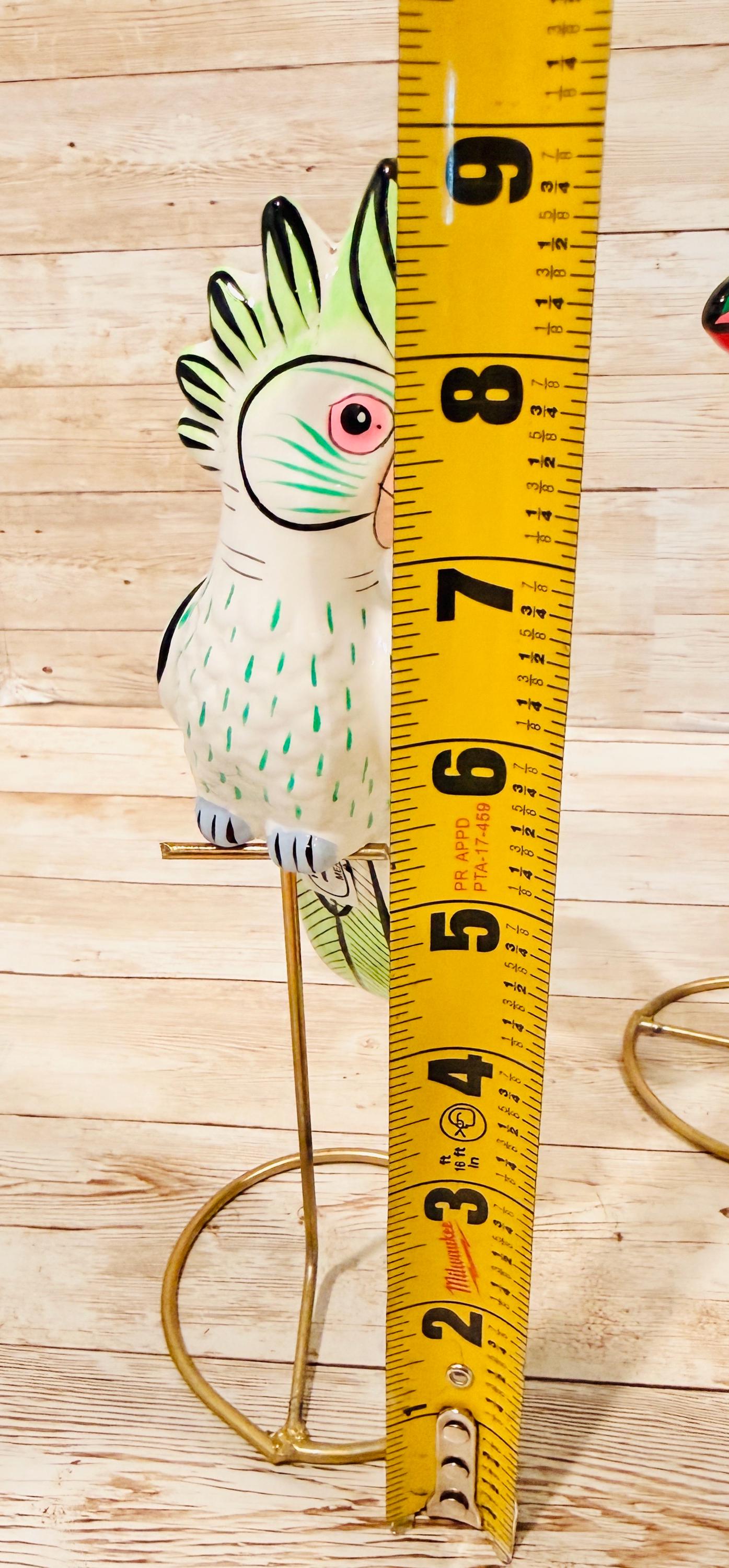 Hanging Exotic Bird in Ring Mexican Pottery Ceramic Pajaro De Cerámica