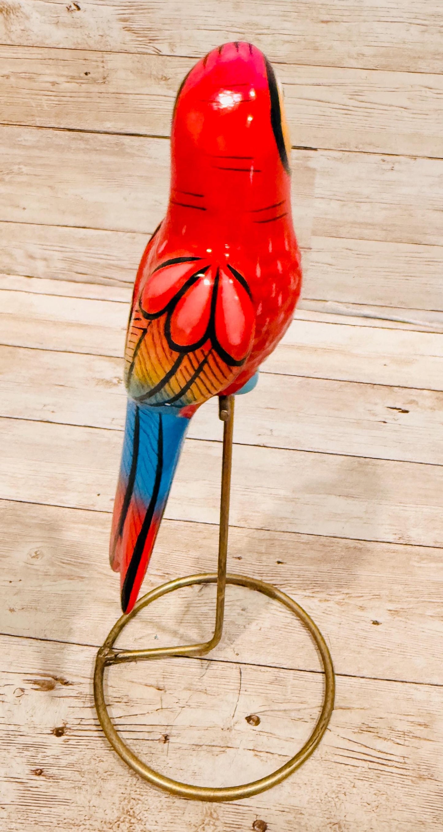 Hanging Exotic Bird in Ring Mexican Pottery Ceramic Pajaro De Cerámica