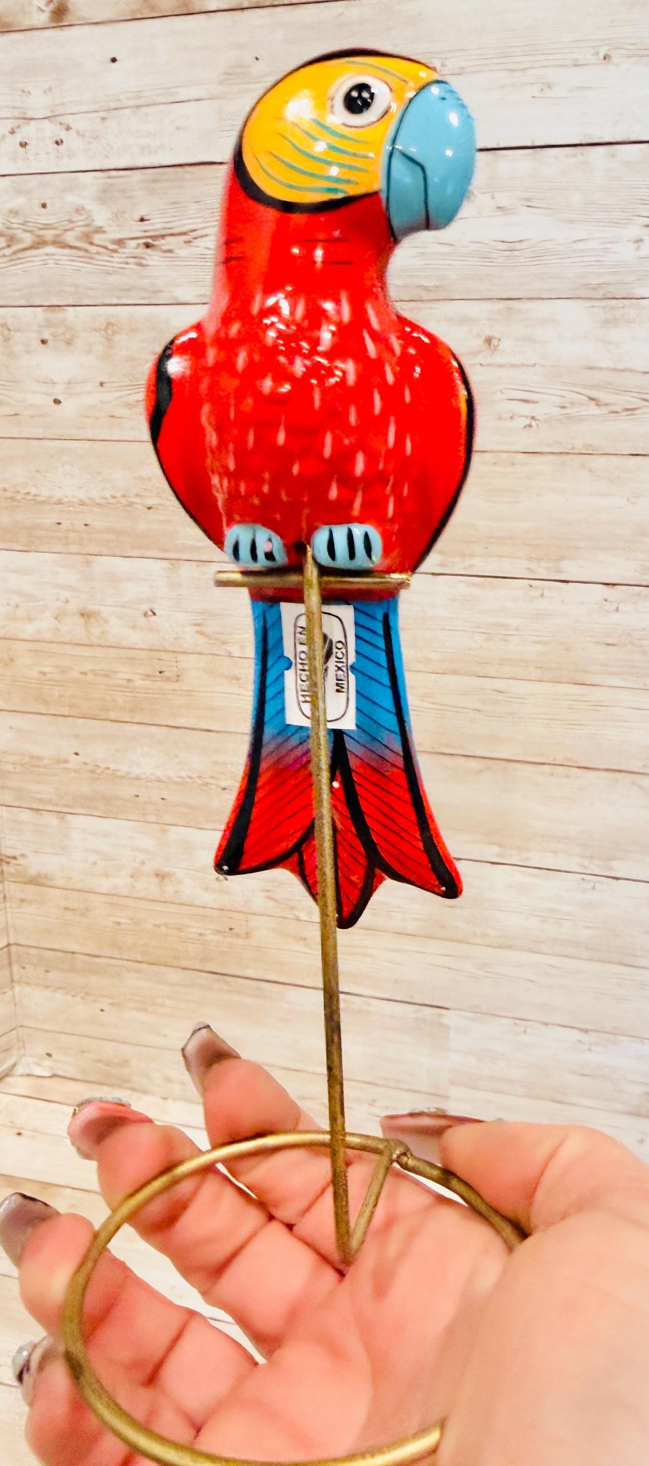 Hanging Exotic Bird in Ring Mexican Pottery Ceramic Pajaro De Cerámica