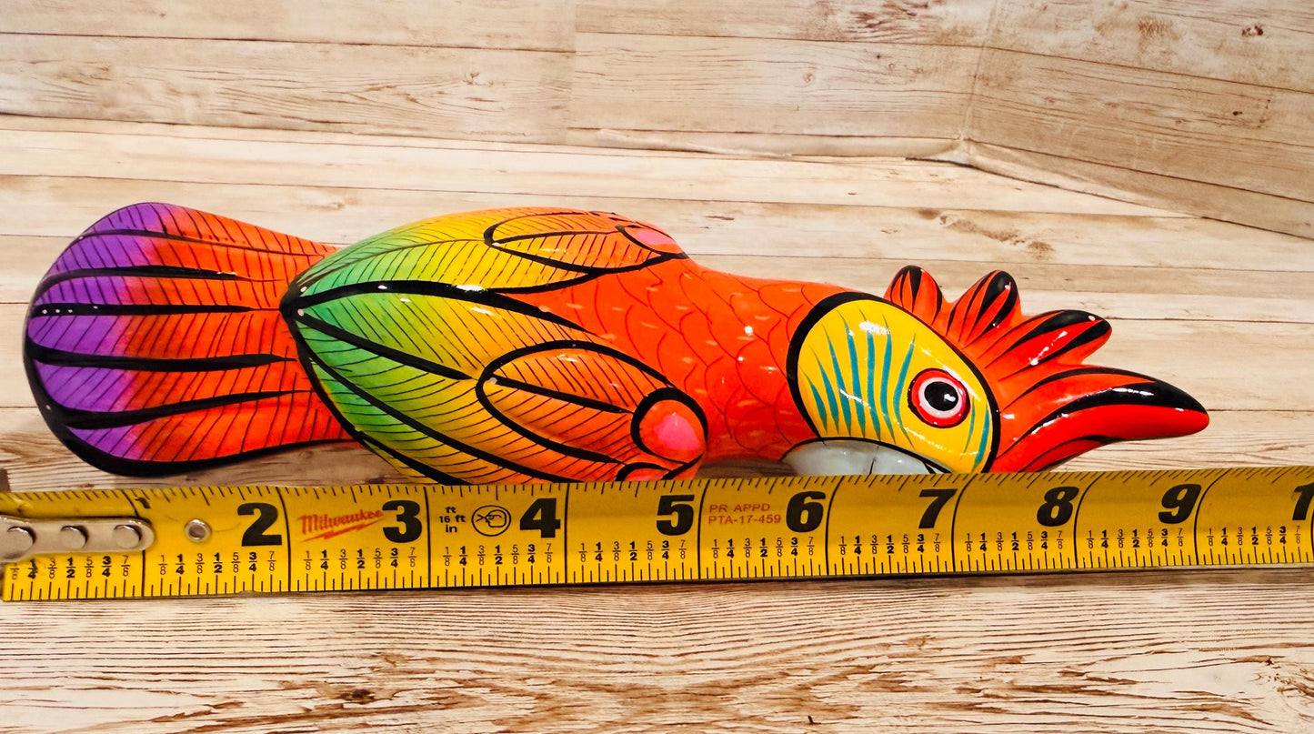 Hanging Exotic Bird in Ring Mexican Pottery Ceramic Pajaro Mexicano De Cerámica en Su Aro