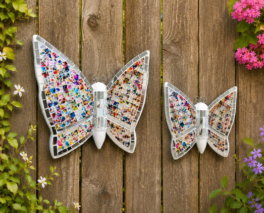 2 Handmade Mosaic Butterfly Wallart Decoration 2 Mariposas de Mosaico Mexicana Decoración para Hogar y Jardin