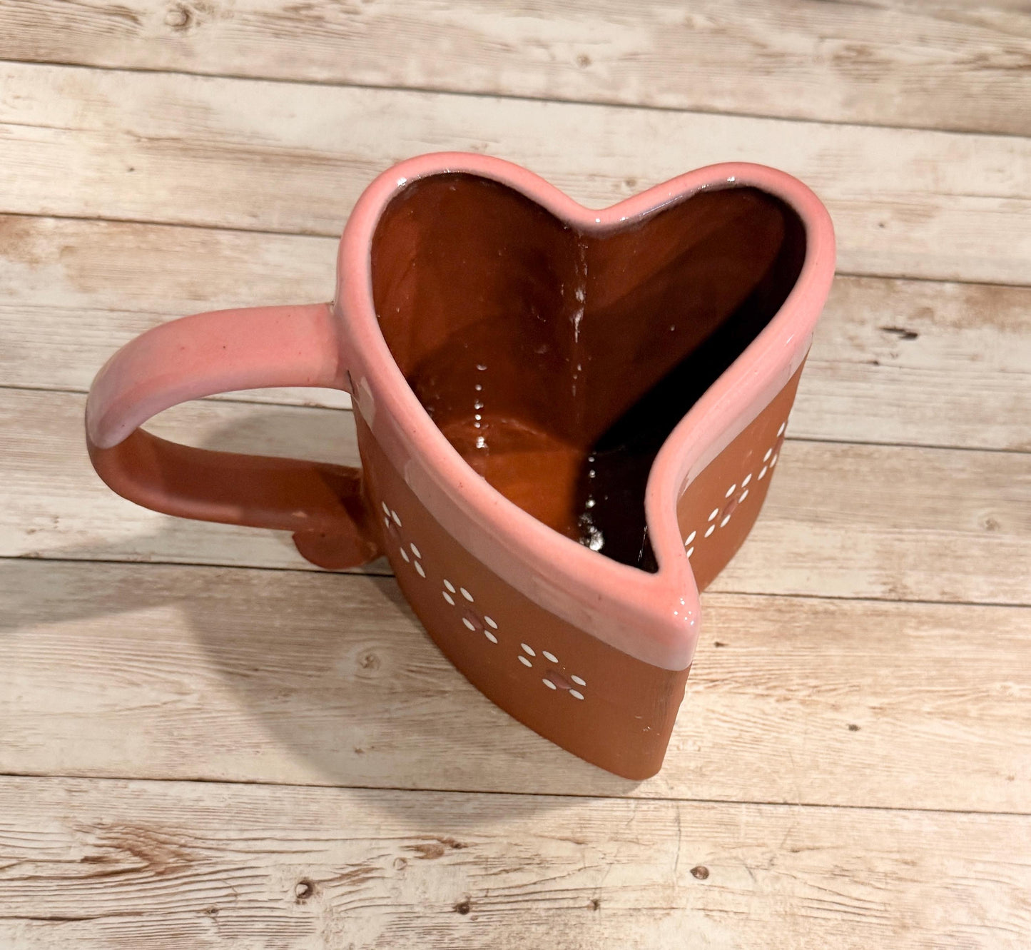 Mexican Terracota Heart Shaped Cups Tazas Mexicanas de Barro en Forma de Corazon